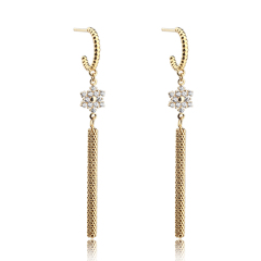 925 Sterling Silver Snowflake Popcorn Chain Drop Earrings Stud