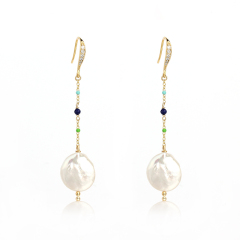 925 Sterling Silver Colorful Enamel Baroque Pearl Earrings Hook