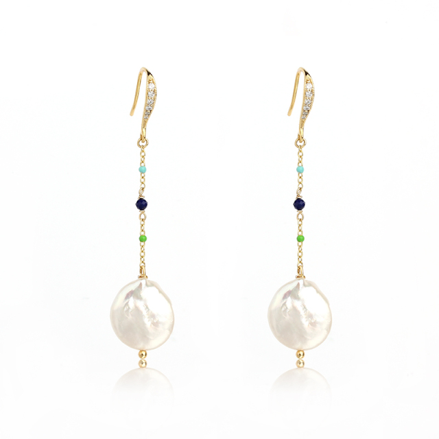 925 Sterling Silver Colorful Enamel Baroque Pearl Earrings Hook