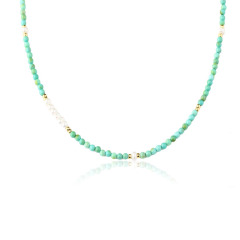 Natural Turquoise & Freshwater Pearl Beaded Necklace