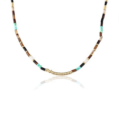 Tiger's Eye & Turquoise & Pearl Beaded Necklace