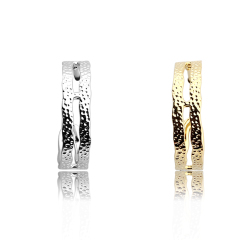 925 Sterling Silver Hammered Two Lines Earring Stud