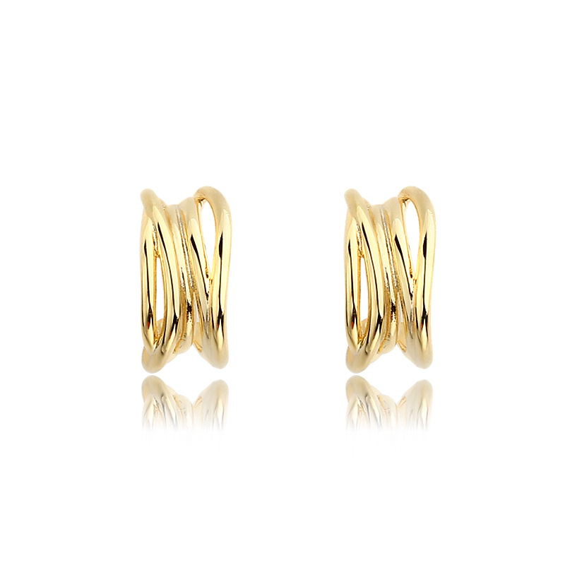 925 Sterling Silver Shiny Lines Earring Stud