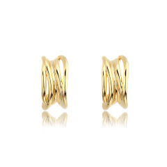 925 Sterling Silver Shiny Lines Earring Stud