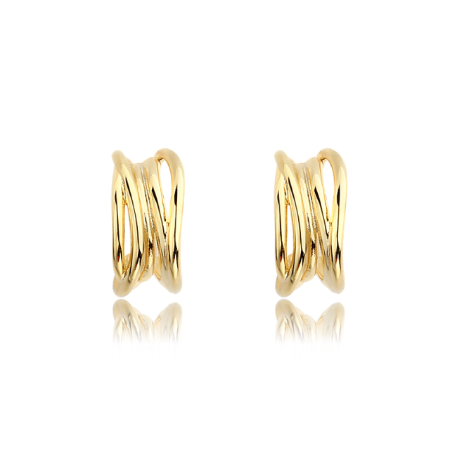 925 Sterling Silver Shiny Lines Earring Stud