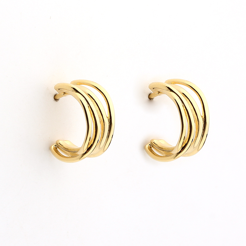 925 Sterling Silver Shiny Lines Earring Stud