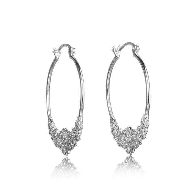 925 Sterling Silver Hammered Huggie Lock Earrings