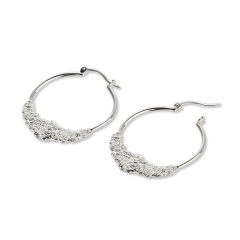 925 Sterling Silver Hammered Huggie Lock Earrings
