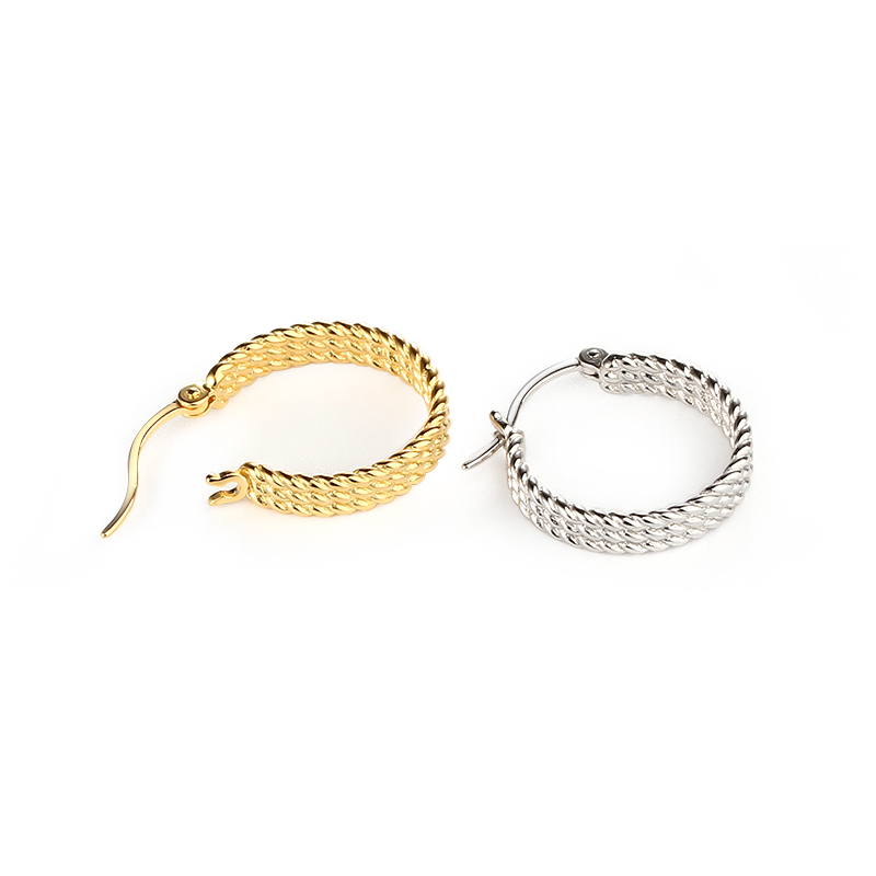 925 Sterling Silver Rope Pattern Hoop Earring