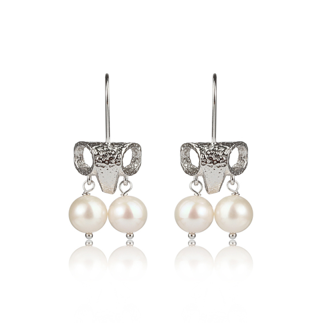 925 Sterling Silver Round Fresh Water Pearl Earring Hook
