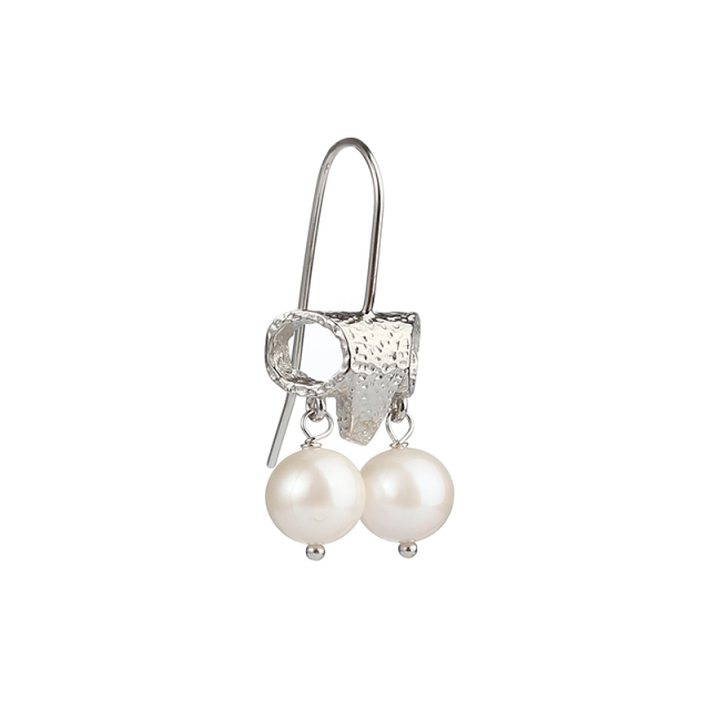 925 Sterling Silver Round Fresh Water Pearl Earring Hook