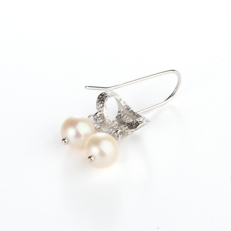925 Sterling Silver Round Fresh Water Pearl Earring Hook
