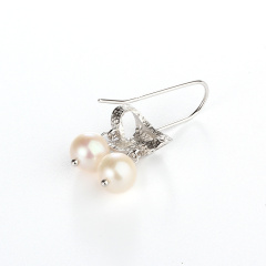 925 Sterling Silver Round Fresh Water Pearl Earring Hook