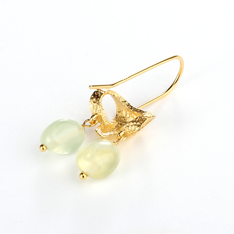 925 Sterling Silver Prehnite Earring Hook