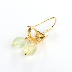 925 Sterling Silver Prehnite Earring Hook
