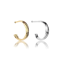 925 Sterling Silver Twisted Lines Earring Studs