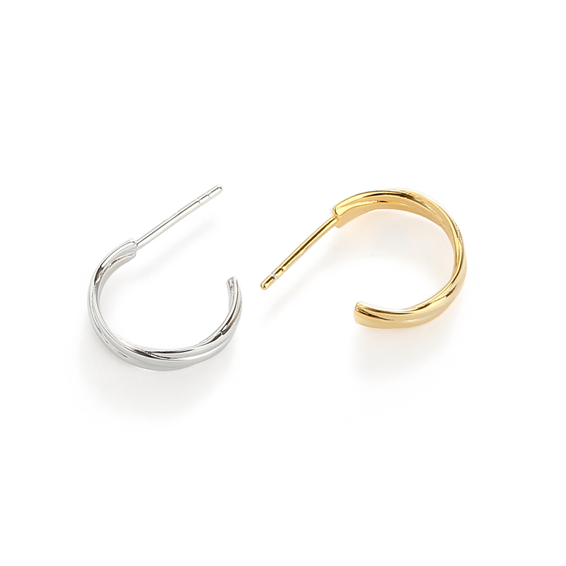 925 Sterling Silver Twisted Lines Earring Studs
