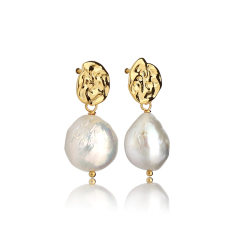925 Sterling Silver Baroque Pearl with Irregular Surface Earring