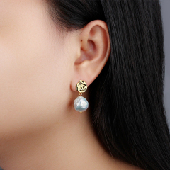 925 Sterling Silver Baroque Pearl with Irregular Surface Earring