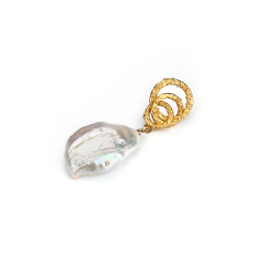 925 Sterling Silver Raised hammered Baroque Pearl Earring Studs