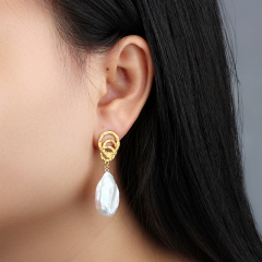 925 Sterling Silver Raised hammered Baroque Pearl Earring Studs