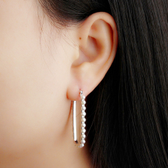 925 Sterling Silver Rectangle Pearl Huggie Earring New