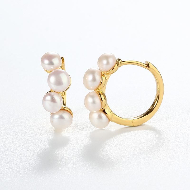 925 Sterling Silver Pearl Huggie Earring 2022 New Trend