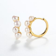 925 Sterling Silver Pearl Huggie Earring 2022 New Trend