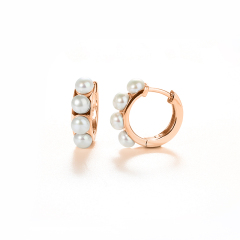 925 Sterling Silver Pearl Huggie Earring New