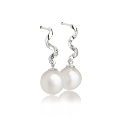 Sterling Silver 925 Twisted Earring with Round Baroque Pearl