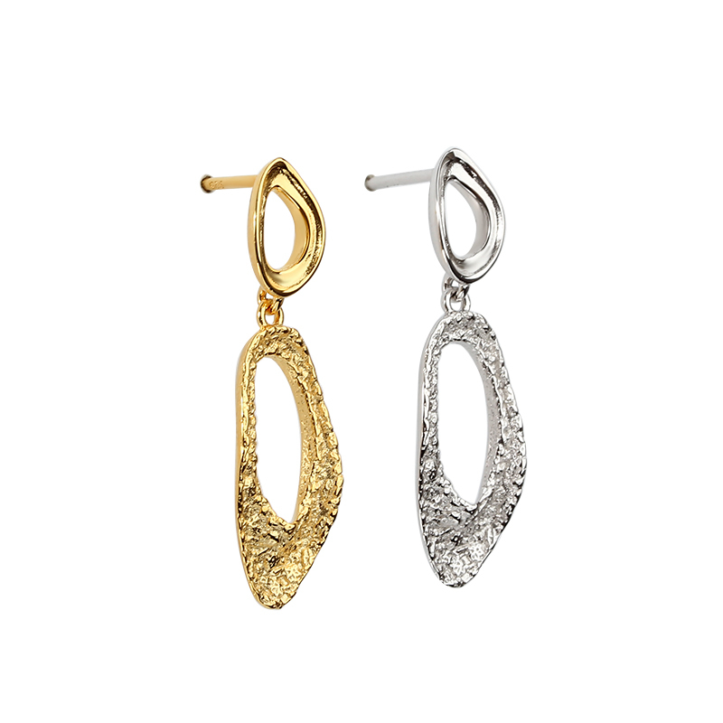 Sterling Silver 925 Raised Hammered Earring
