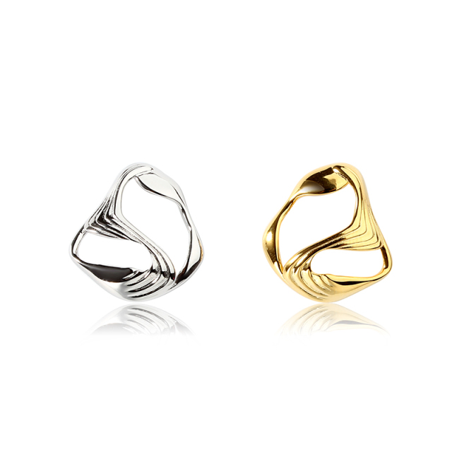 Sterling Silver 925 Simple Irregular Lines Earring