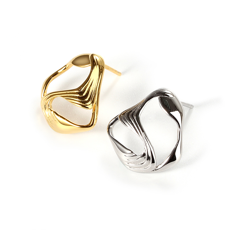 Sterling Silver 925 Simple Irregular Lines Earring