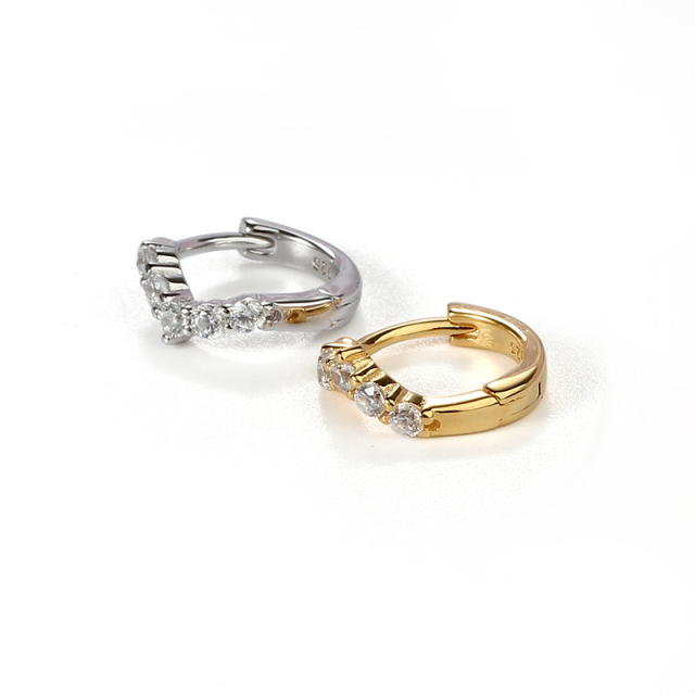Sterling Silver 925 Cubic Zirconia Huggies Earring
