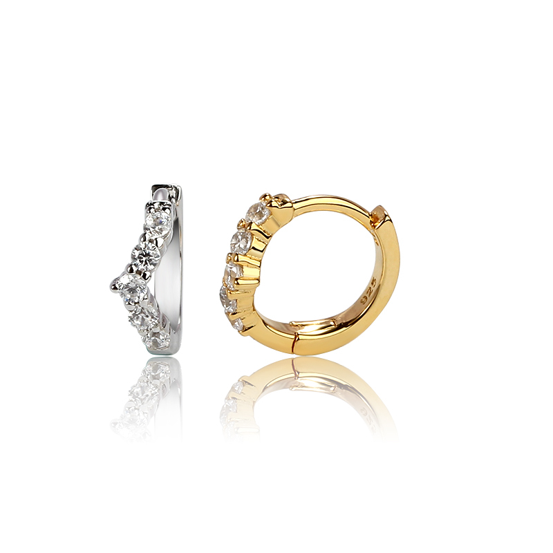 Sterling Silver 925 Cubic Zirconia Huggies Earring