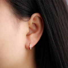 Sterling Silver 925 Cubic Zirconia Huggies Earring