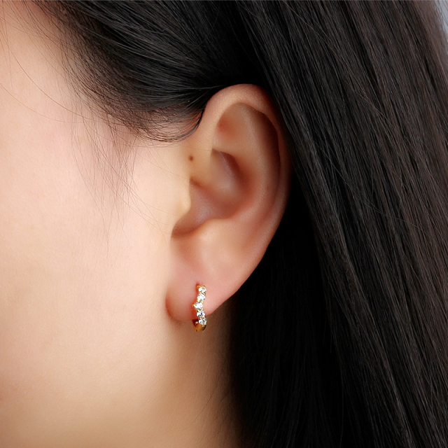 Sterling Silver 925 Cubic Zirconia Huggies Earring