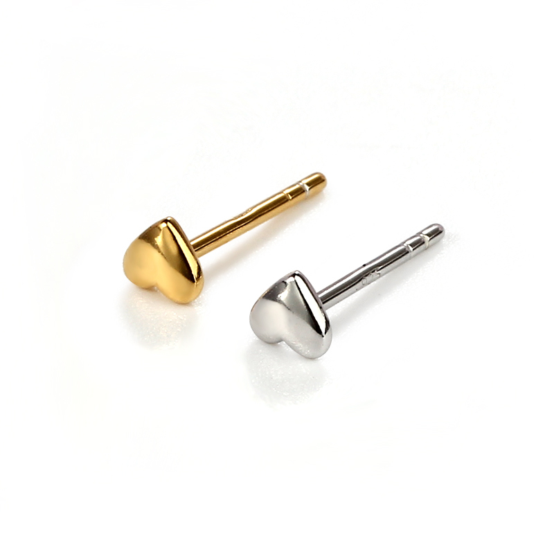 Sterling Silver 925 Simple Heart Ear Stud