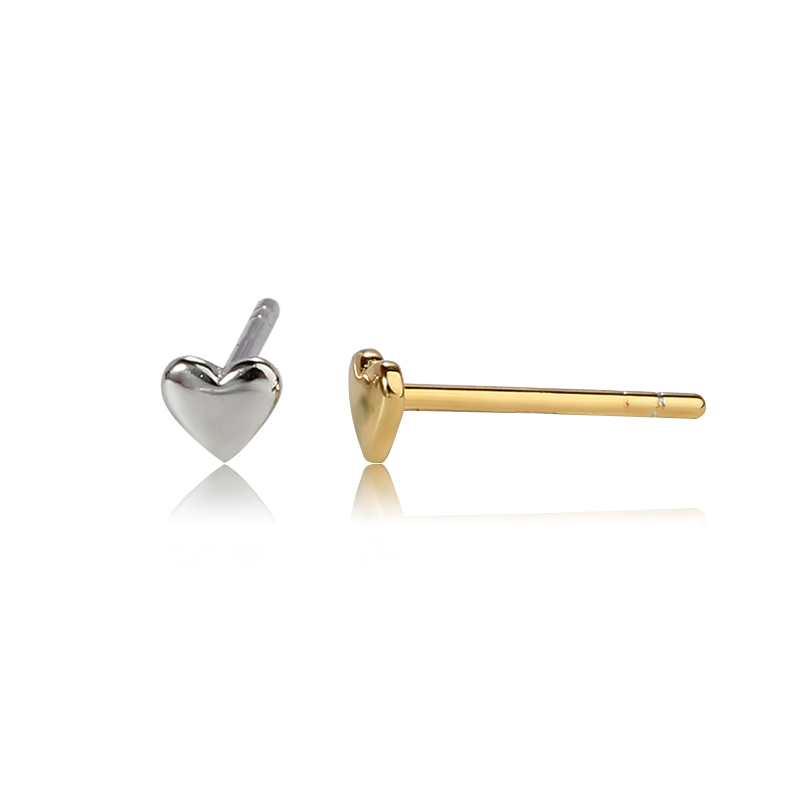 Sterling Silver 925 Simple Heart Ear Stud