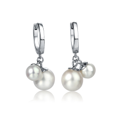 925 Sterling Silver Fresh Water Pearl  Huggie Earring