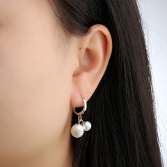 925 Sterling Silver Fresh Water Pearl  Huggie Earring