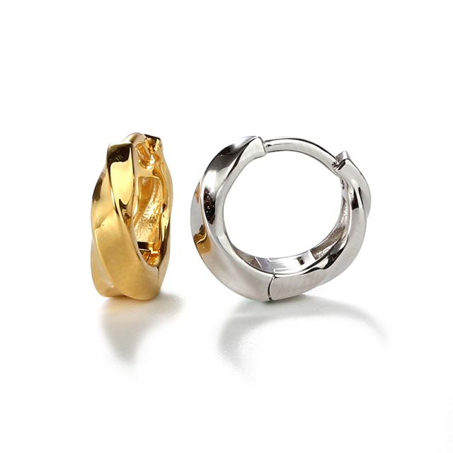 Sterling Silver 925 Twisted Huggie Earring 2022 New Trend