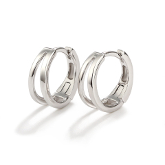 Sterling Silver 925 Two Lines Huggie Earring