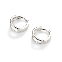 Sterling Silver 925 Two Lines Huggie Earring