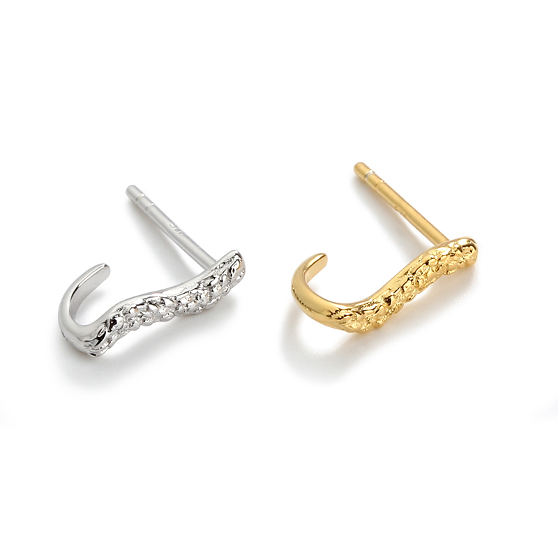 Sterling Silver Raising Hammered Earlobe Stud