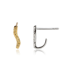 Sterling Silver Raising Hammered Earlobe Stud