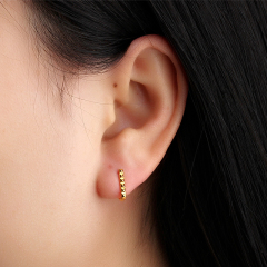Sterling Silver Diamond Cut Surface Earlobe Stud