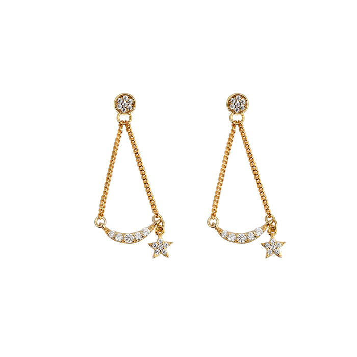 925 Sterling Silver CZ Star Earring Studs