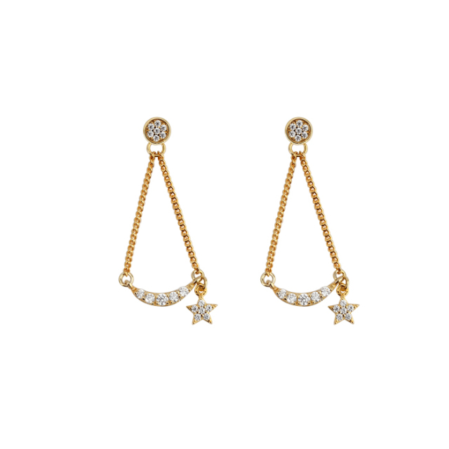 925 Sterling Silver CZ Star Earring Studs