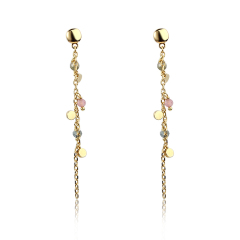 925 Sterling Silver Coin Faceted Tourmaline Earring Studs
